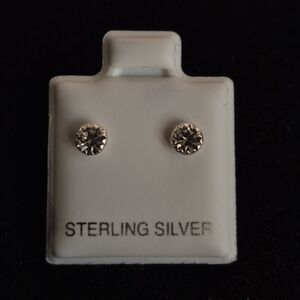 .925 Sterling Silver White Stud Earrings, Jewelry